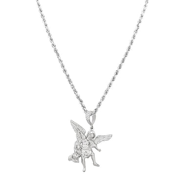 White Diamond Angel Pendant in 14k White Gold 0.79 Ctw